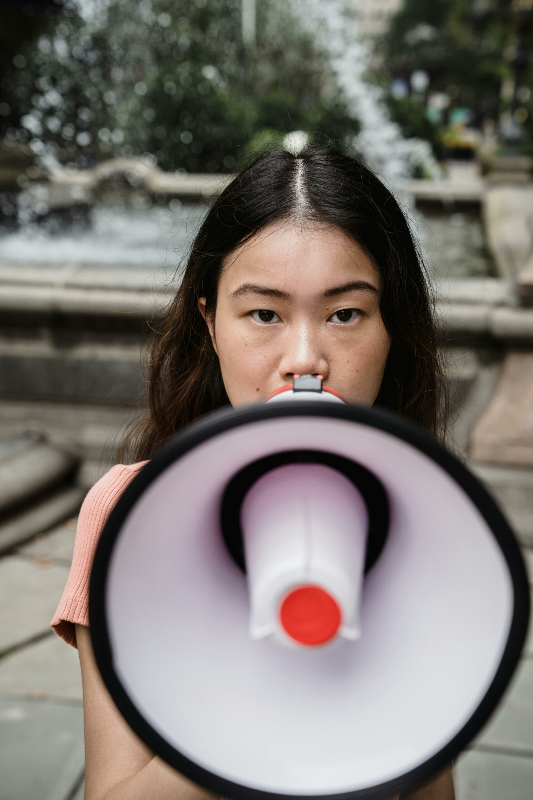 Woman holding a megaphone